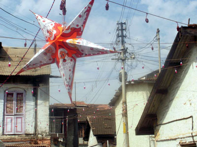 Holiday Decorations in Meher Baba's boyhood neighborhood, Pune, India